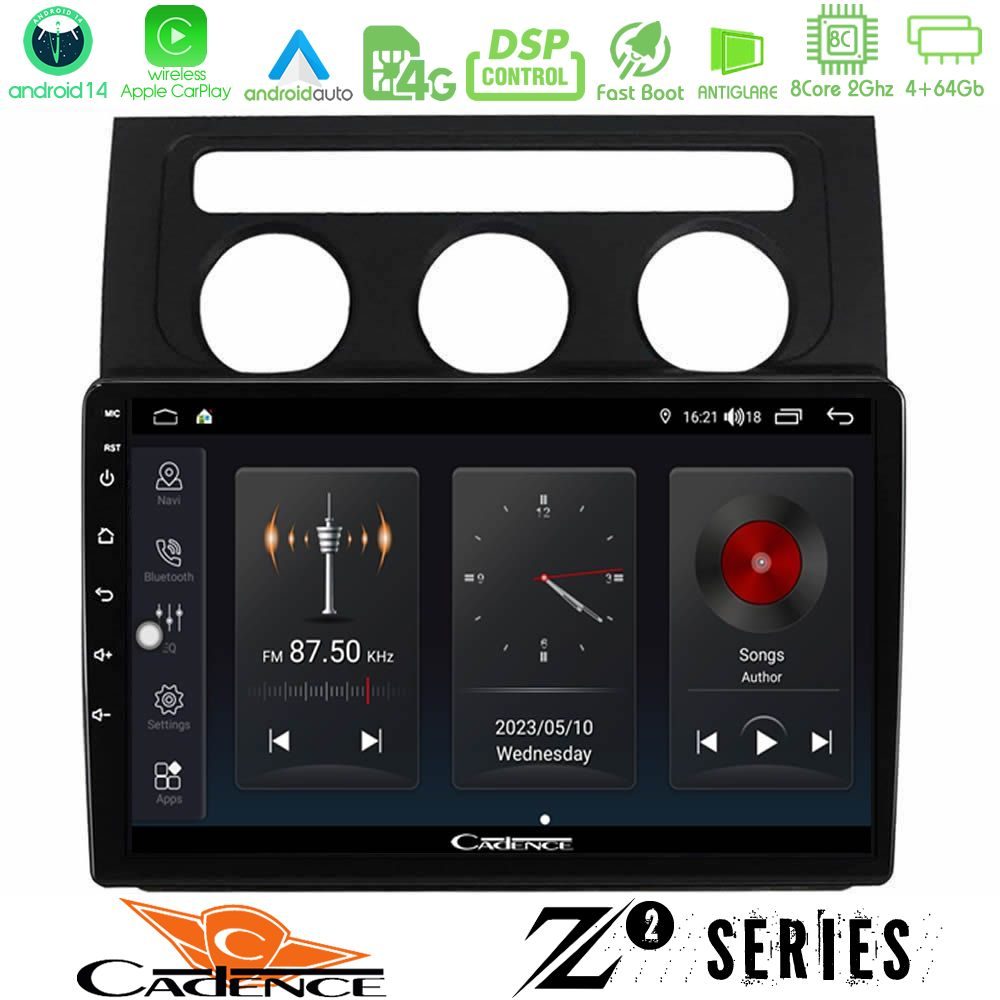 cadence_z2_vw1001 Cadence Z2 Series 8Core Android14 4+64GB VW Touran 2003-2011 Navigation Multimedia Tablet 10" Με Carplay & Android Auto - Image 1