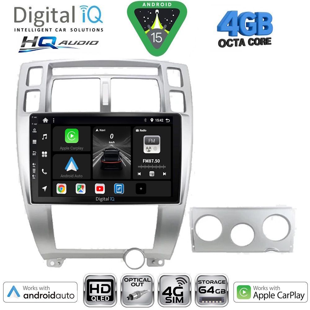 BXK19241SL-15 DIGITAL IQ BXK 19241SL_CPAA (10inc) MULTIMEDIA TABLET for HYUNDAI TUCSON mod. 2004-2010 (SILVER) - Image 1