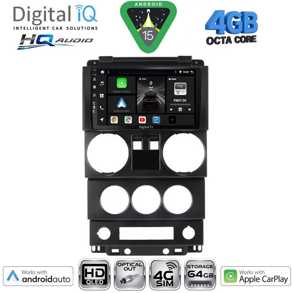 BXK19293-15 DIGITAL IQ BXK 19293_CPAA (9inc) MULTIMEDIA TABLET for JEEP WRANGLER mod. 2006-2011 - Image 1