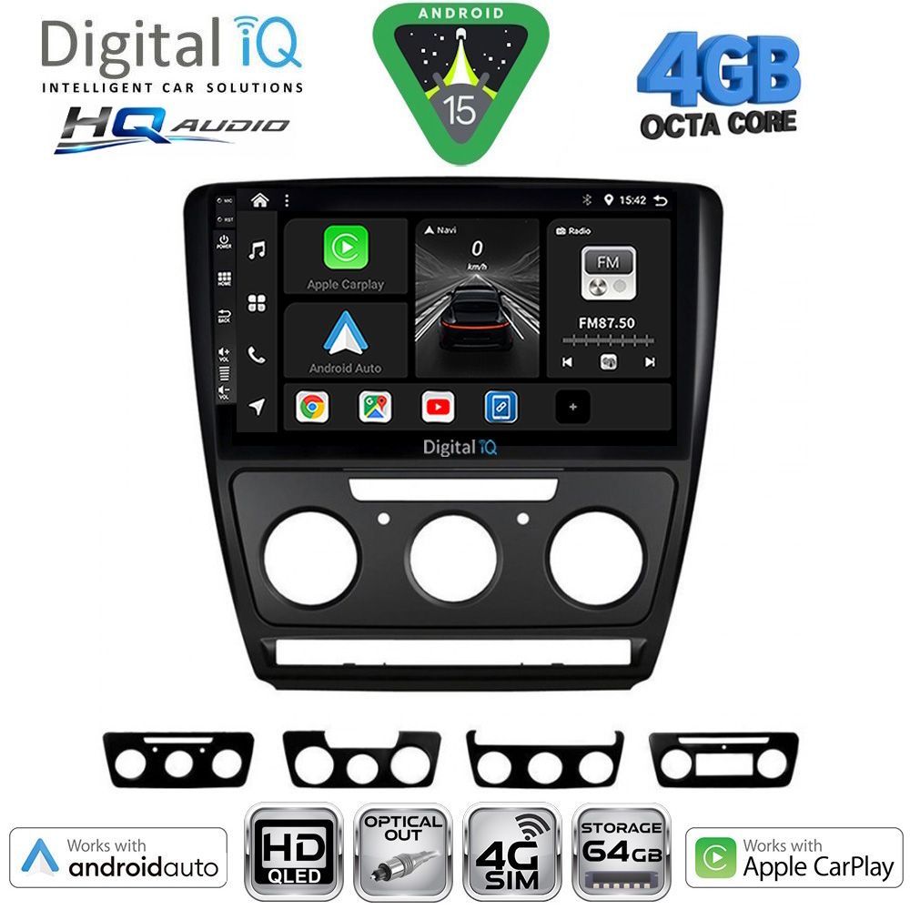 BXK19595BL-15 DIGITAL IQ BXK 19595BL_CPAA (10inc) MULTIMEDIA TABLET for SKODA OCTAVIA 5 mod. 2005-2012 (BLACK) - Image 1