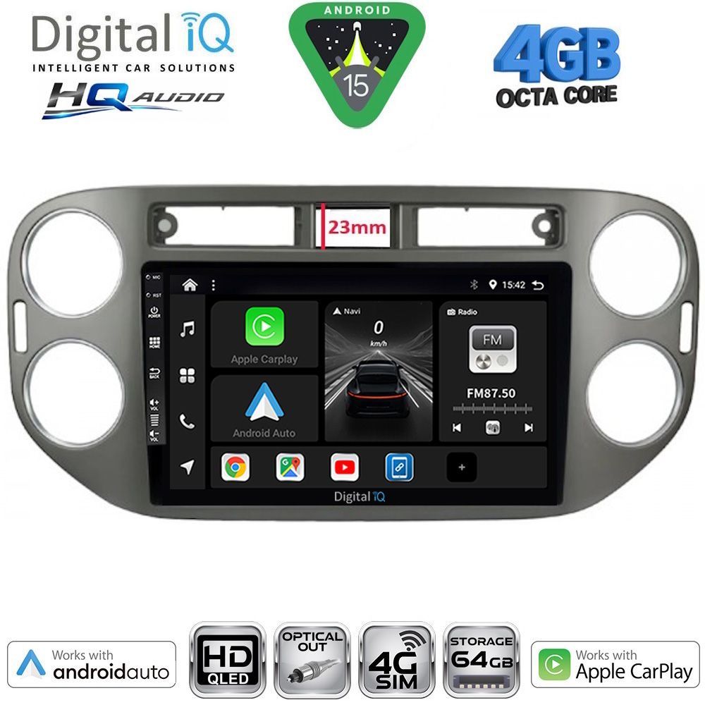 BXK19760GR-15 DIGITAL IQ BXK 19760GR_CPAA (9inc) MULTIMEDIA TABLET for VW TIGUAN mod. 2011-2016 (GREY) - Image 1