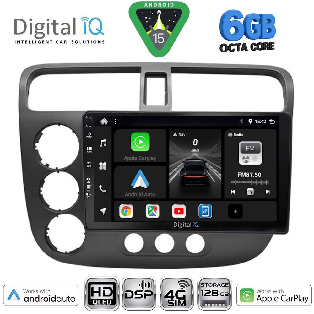 BXF17187-15 DIGITAL IQ BXF 17187_CPAA (9inc) MULTIMEDIA TABLET for HONDA CIVIC 4D mod. 2001-2006 - Image 1