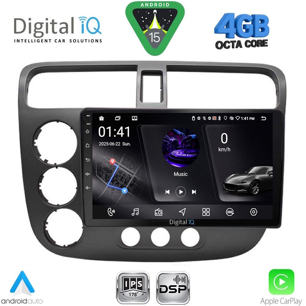 RSG6187_15 DIGITAL IQ RSG 6187_CPA (9inc) MULTIMEDIA TABLET for HONDA CIVIC 4D mod. 2001-2006 - Image 1