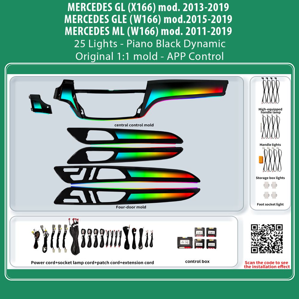MERCEDES_GL-GLE-ML_25_Ambiernt_Light_01 DIQ AMBIENT MERCEDES BC05D (Digital iQ Ambient Light for Mercedes GL - GLE - ML mod. 2011-2019 with 25 Lights) - Image 1