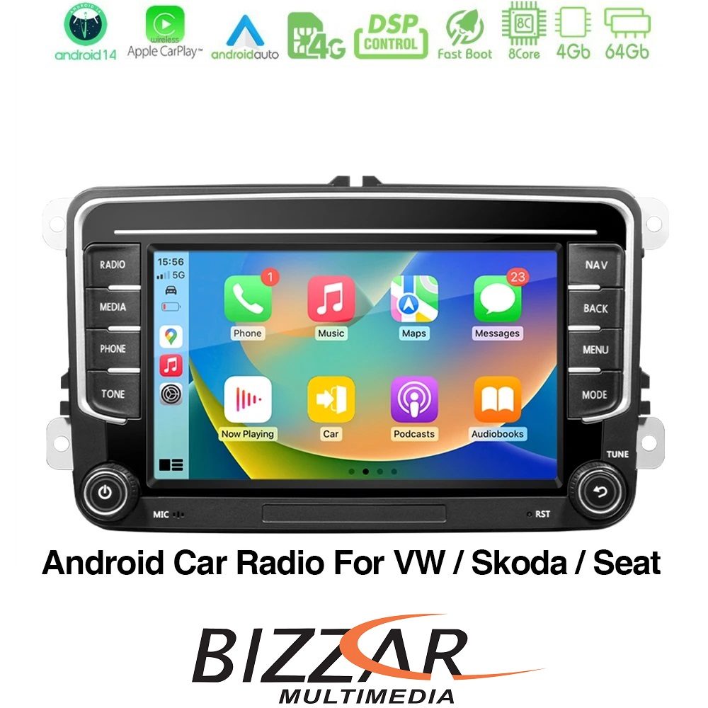 bizzar_8t_vw7035 Bizzar OEM VW Group 8core Android14 4+64GB Navigation Multimedia Deckless 7" με Carplay/AndroidAuto - Image 1