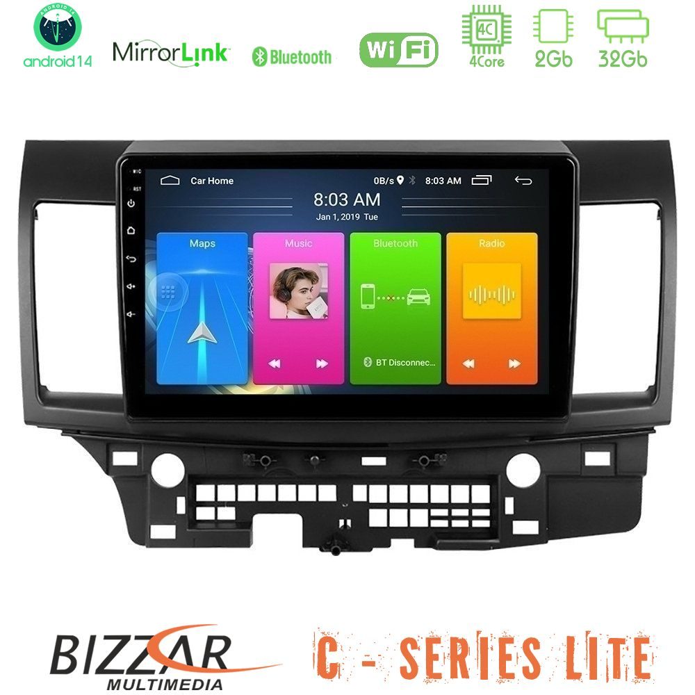 bizzar_c_mt232 Bizzar C Series Lite 4Core Android14 2+32GB Mitsubishi Lancer 2008 – 2015 Navigation Multimedia Tablet 10" - Image 1