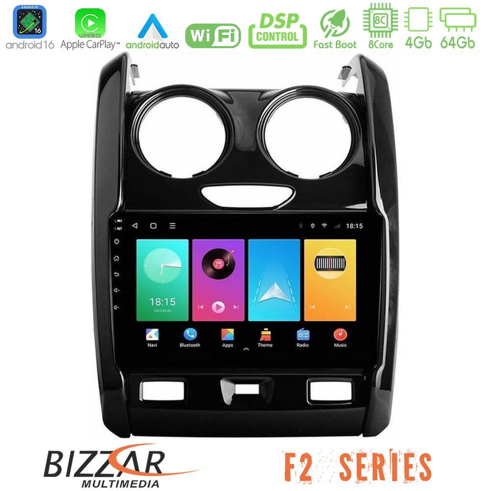 bizzar_f2_dc0430 Bizzar F2 Series 8Core Android16 4+64GB Dacia Duster 2014-2018 Navigation Multimedia Tablet 9" - Image 1