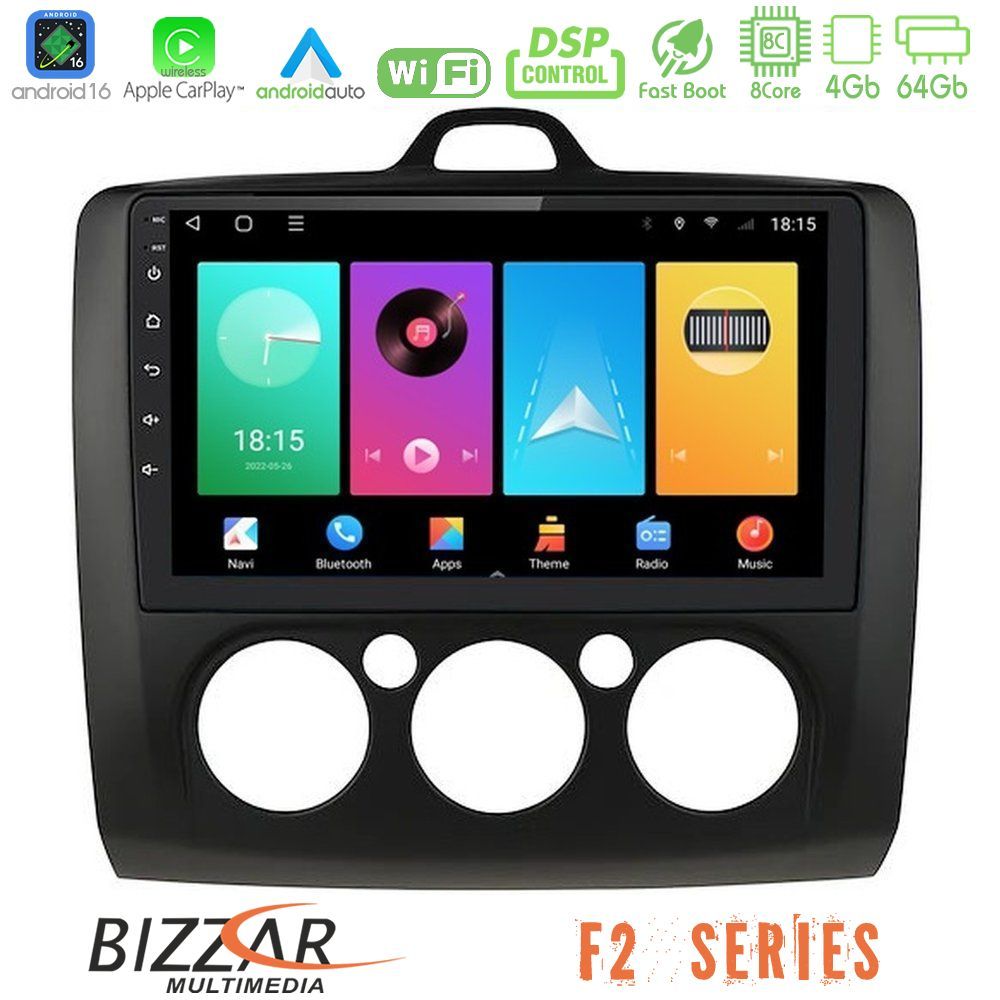 bizzar_f2_fd0041mb Bizzar F2 Series 8Core Android16 4+64GB Ford Focus Manual AC Navigation Multimedia Tablet 9" (Μαύρο Χρώμα) - Image 1