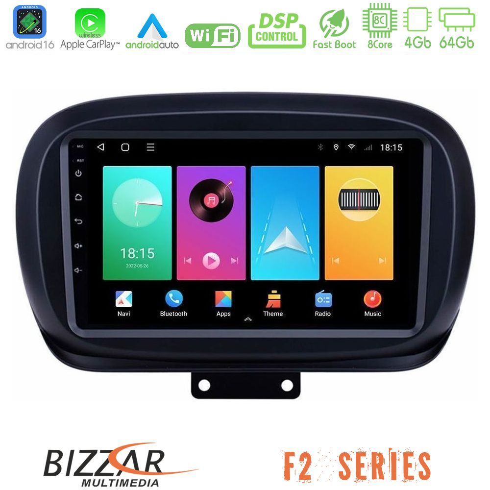 bizzar_f2_ft0534 Bizzar F2 Series 8Core Android16 4+64GB Fiat 500X Navigation Multimedia Tablet 9" - Image 1