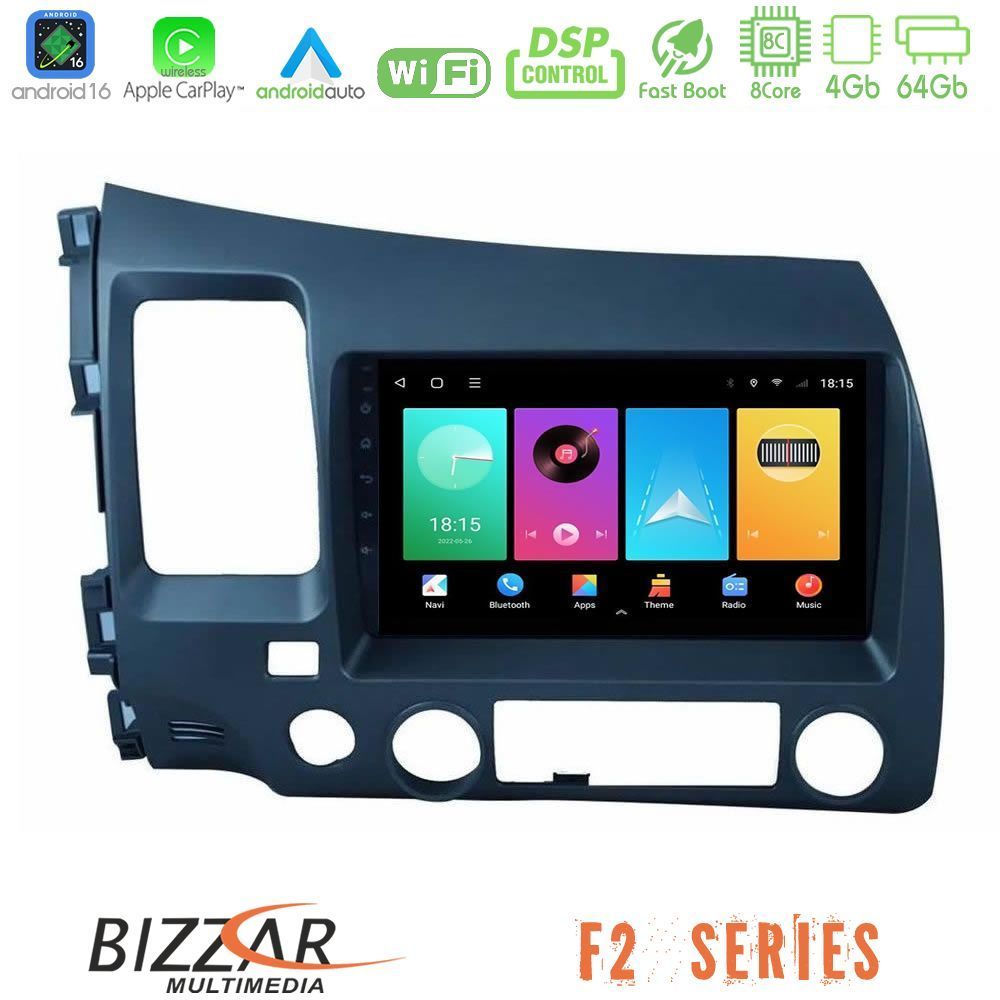 bizzar_f2_hd908 Bizzar F2 Series 8Core Android16 4+64GB Honda Civic 2006-2011 Navigation Multimedia Tablet 9" - Image 1