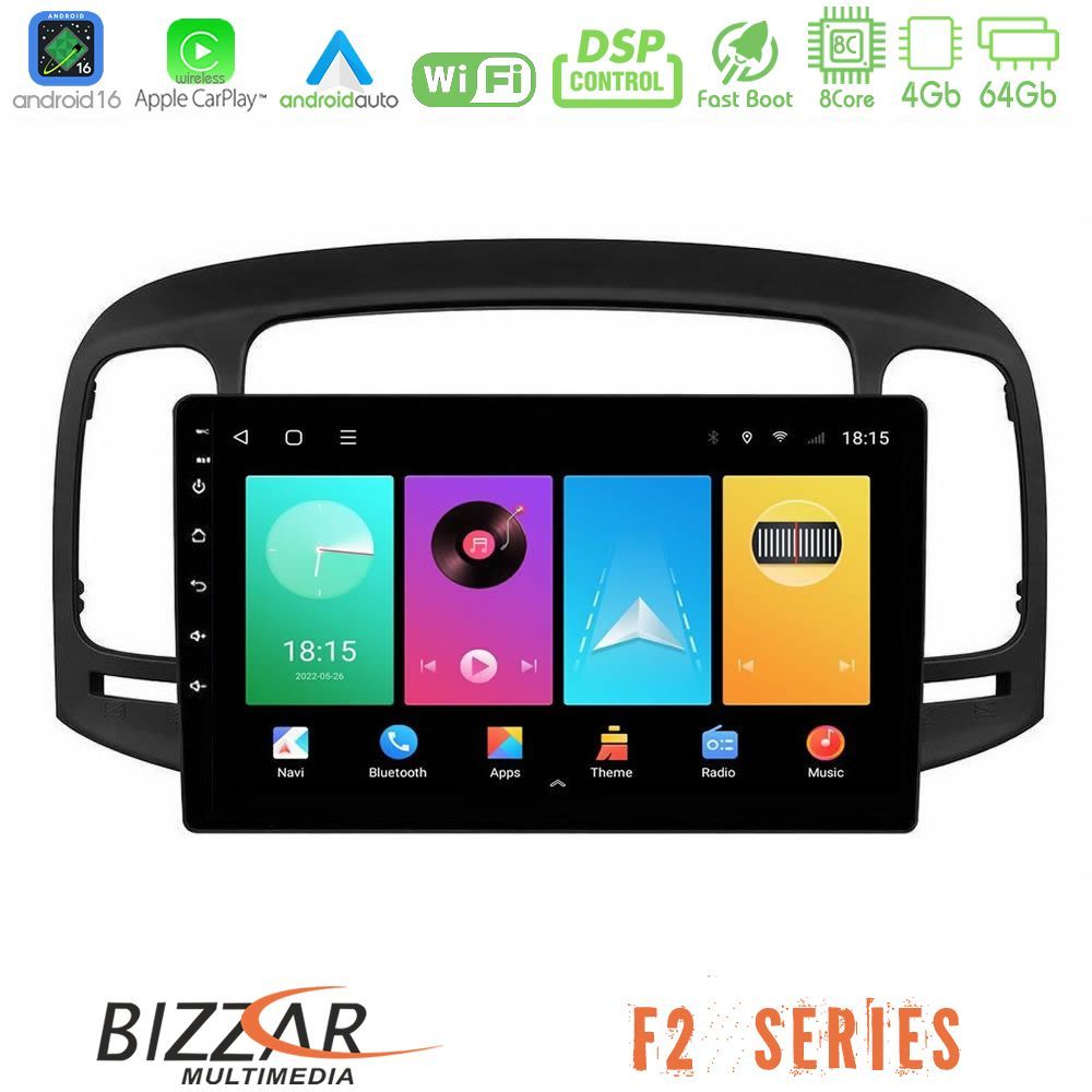 bizzar_f2_hy0711bl Bizzar F2 Series 8Core Android16 4+64GB Hyundai Accent 2006-2011 Navigation Multimedia Tablet 9" - Image 1