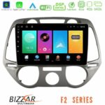 Bizzar F2 Series 8Core Android16 4+64GB  Hyundai i20 2009-2012 Manual A/C Navigation Multimedia Tablet 9"