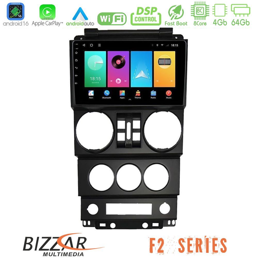 bizzar_f2_jp023n Bizzar F2 Series 8Core Android16 4+64GB Jeep Wrangler 2008-2010 Navigation Multimedia Tablet 9" - Image 1