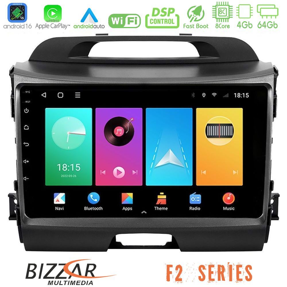 bizzar_f2_ki0034 Bizzar F2 Series 8Core Android16 4+64GB Kia Sportage Navigation Multimedia Tablet 9" - Image 1