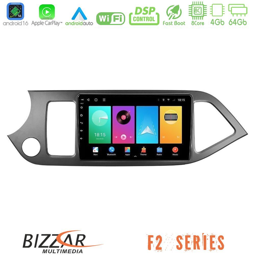 bizzar_f2_ki0611 Bizzar F2 Series 8Core Android16 4+64GB Kia Picanto Navigation Multimedia Tablet 9" - Image 1