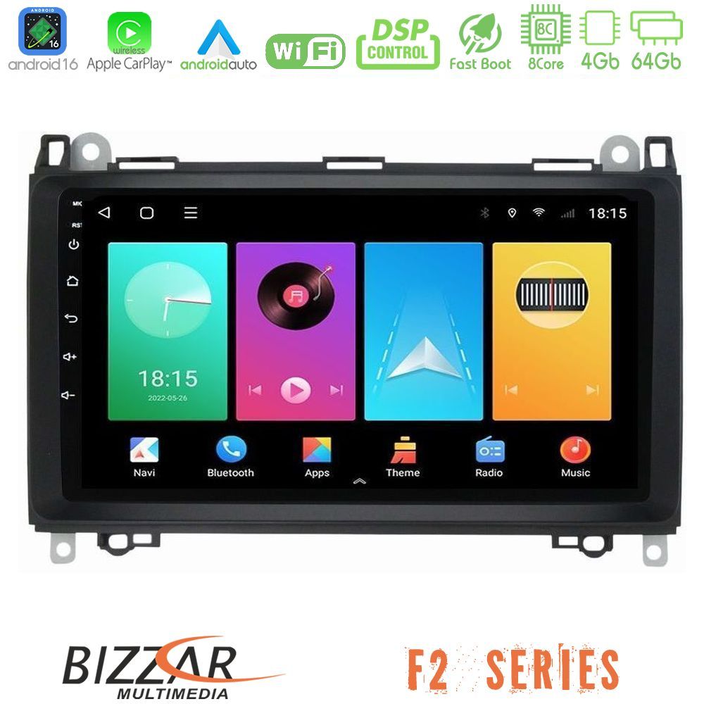 bizzar_f2_mb0759 Bizzar F2 Series 8Core Android16 4+64GB Mercedes A/B/Vito/Sprinter Class Navigation Multimedia Tablet 9" - Image 1