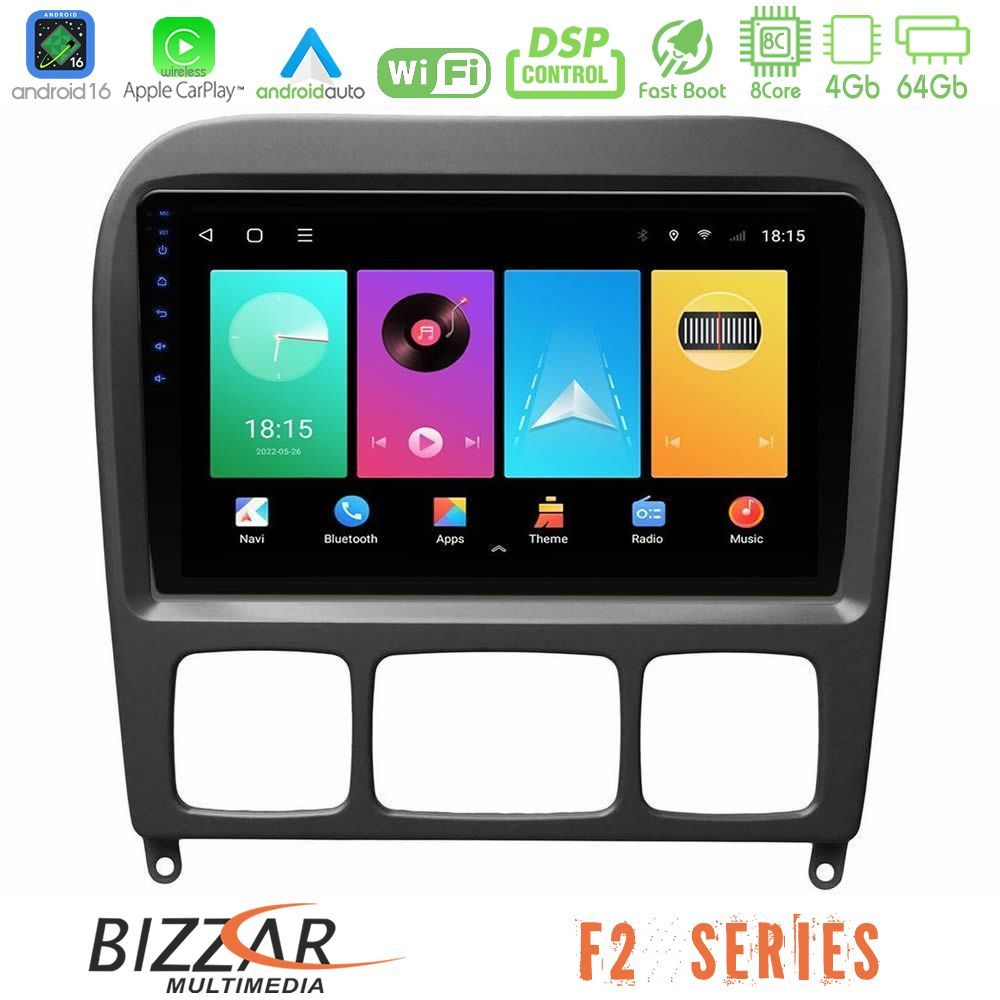 bizzar_f2_mb0765b Bizzar F2 Series 8Core Android16 4+64GB Mercedes S Class 1999-2004 (W220) Navigation Multimedia Tablet 9" - Image 1