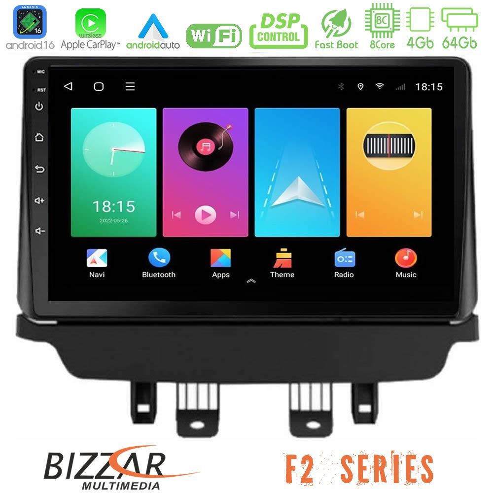 bizzar_f2_mz1091 Bizzar F2 Series 8Core Android16 4+64GB Mazda 2 2014-2021 Navigation Multimedia Tablet 9" - Image 1