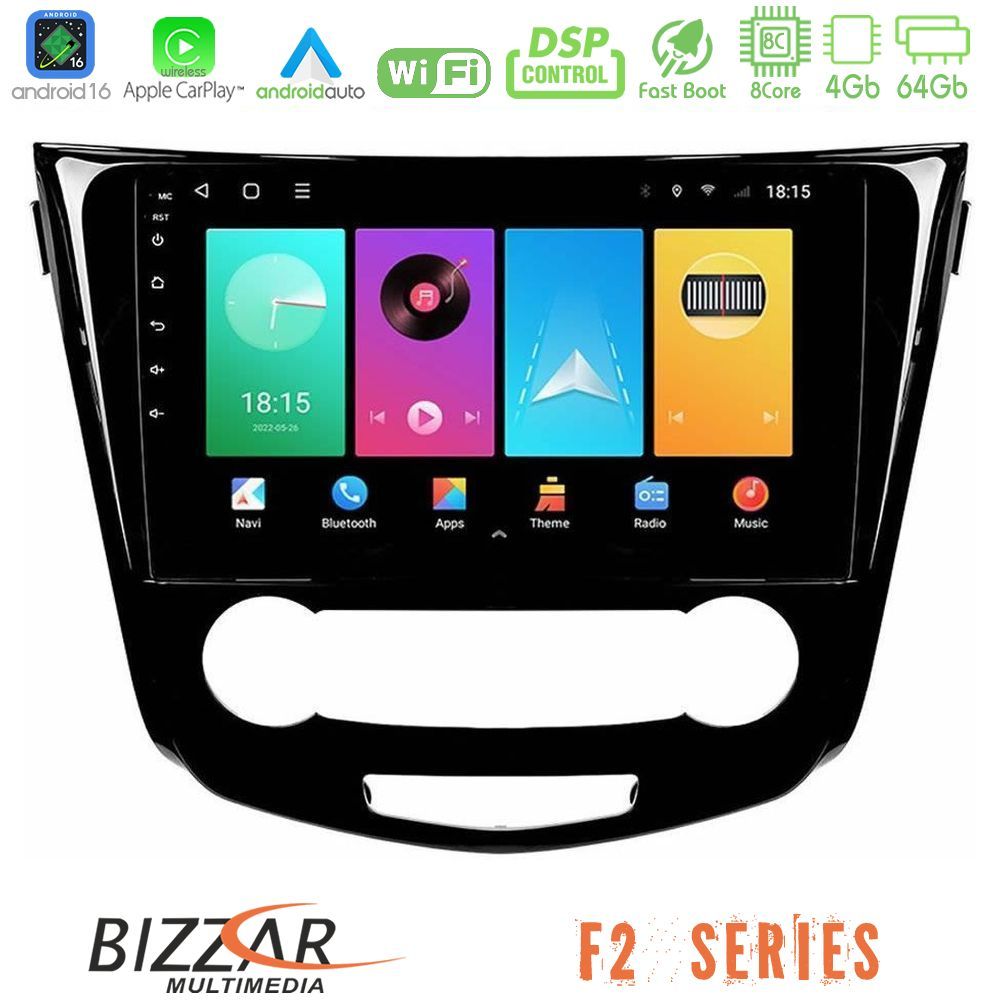 bizzar_f2_ns0004m Bizzar F2 Series 8Core Android16 4+64GB Nissan Qashqai J11 (Manual A/C) Navigation Multimedia Tablet 10" - Image 1