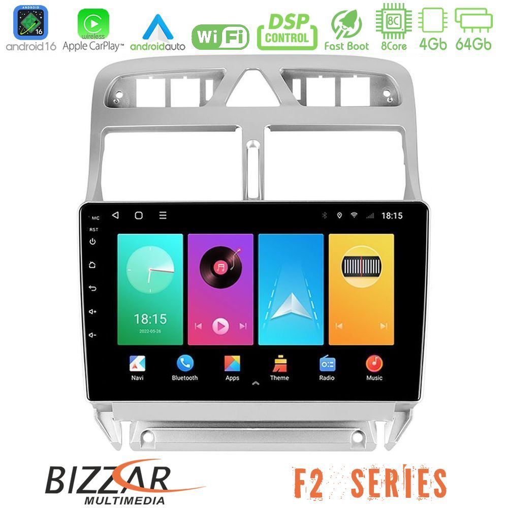 bizzar_f2_pg0655 Bizzar F2 Series 8Core Android16 4+64GB Peugeot 307 2002-2008 Navigation Multimedia Tablet 9" - Image 1