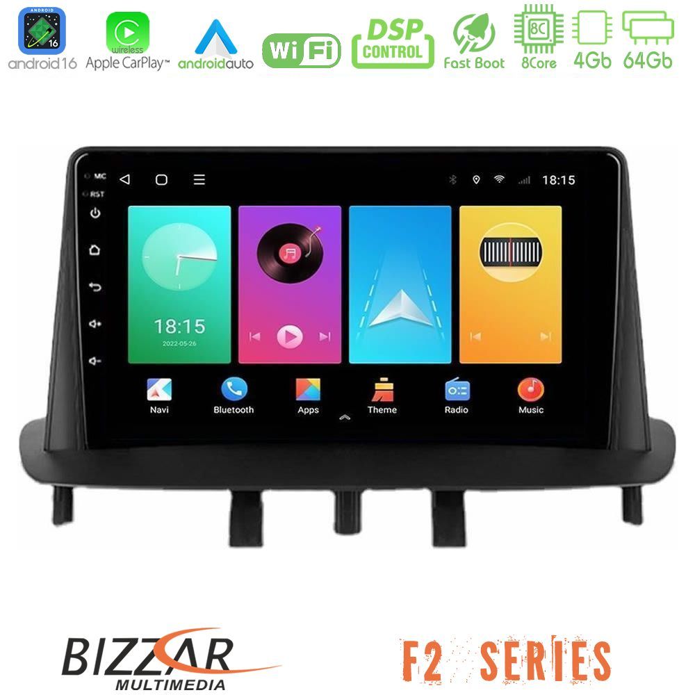 bizzar_f2_rn0718 Bizzar F2 Series 8Core Android16 4+64GB Renault Megane 3 2009-2013 Navigation Multimedia Tablet 9" - Image 1