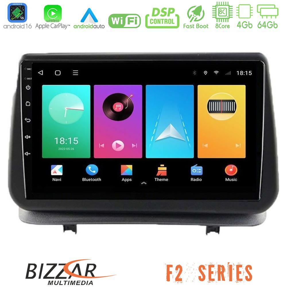 bizzar_f2_rn1157 Bizzar F2 Series 8Core Android16 4+64GB Renault Clio 2005-2012 Navigation Multimedia Tablet 9" - Image 1