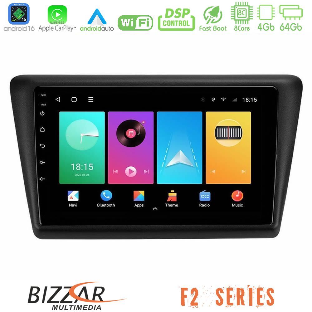 bizzar_f2_sk1067 Bizzar F2 Series 8Core Android16 4+64GB Skoda Rapid 2013-2017 Navigation Multimedia Tablet 9" - Image 1