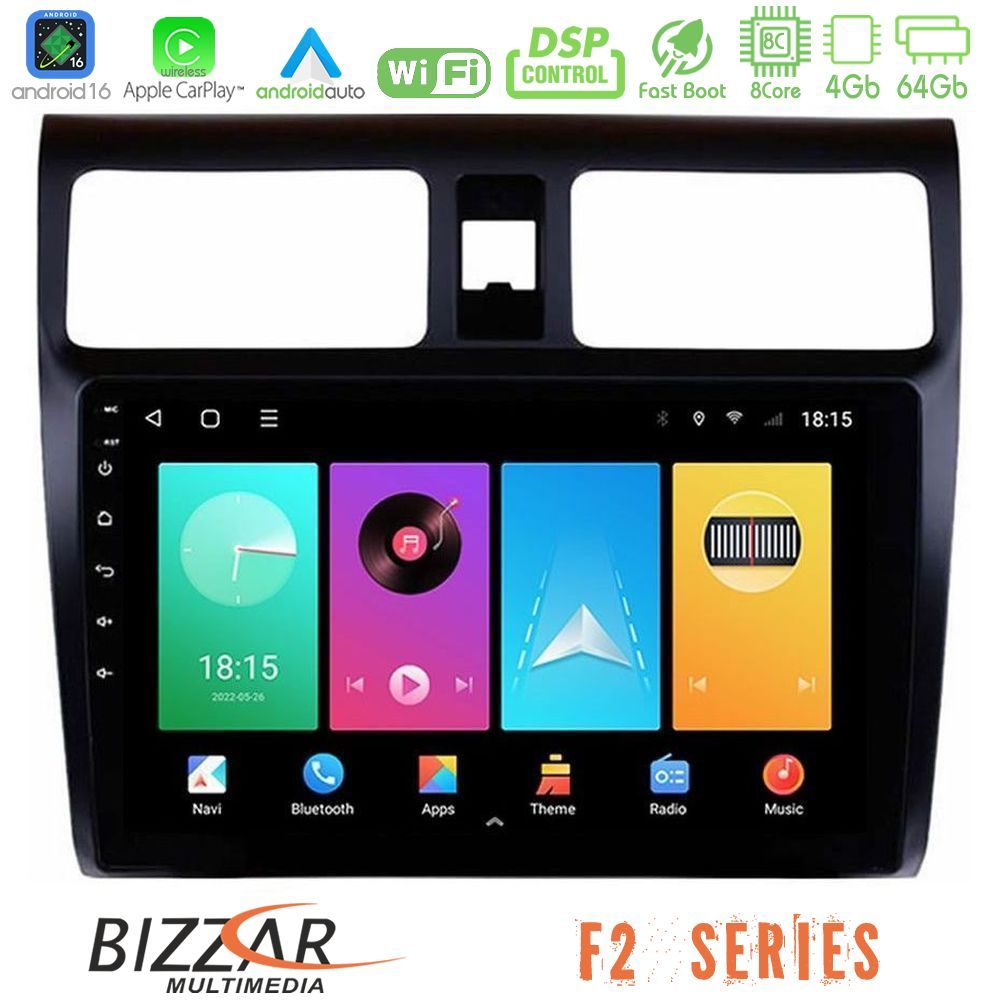 bizzar_f2_sz0255 Bizzar F2 Series 8Core Android16 4+64GB Suzuki Swift 2005-2010 Navigation Multimedia Tablet 10" - Image 1