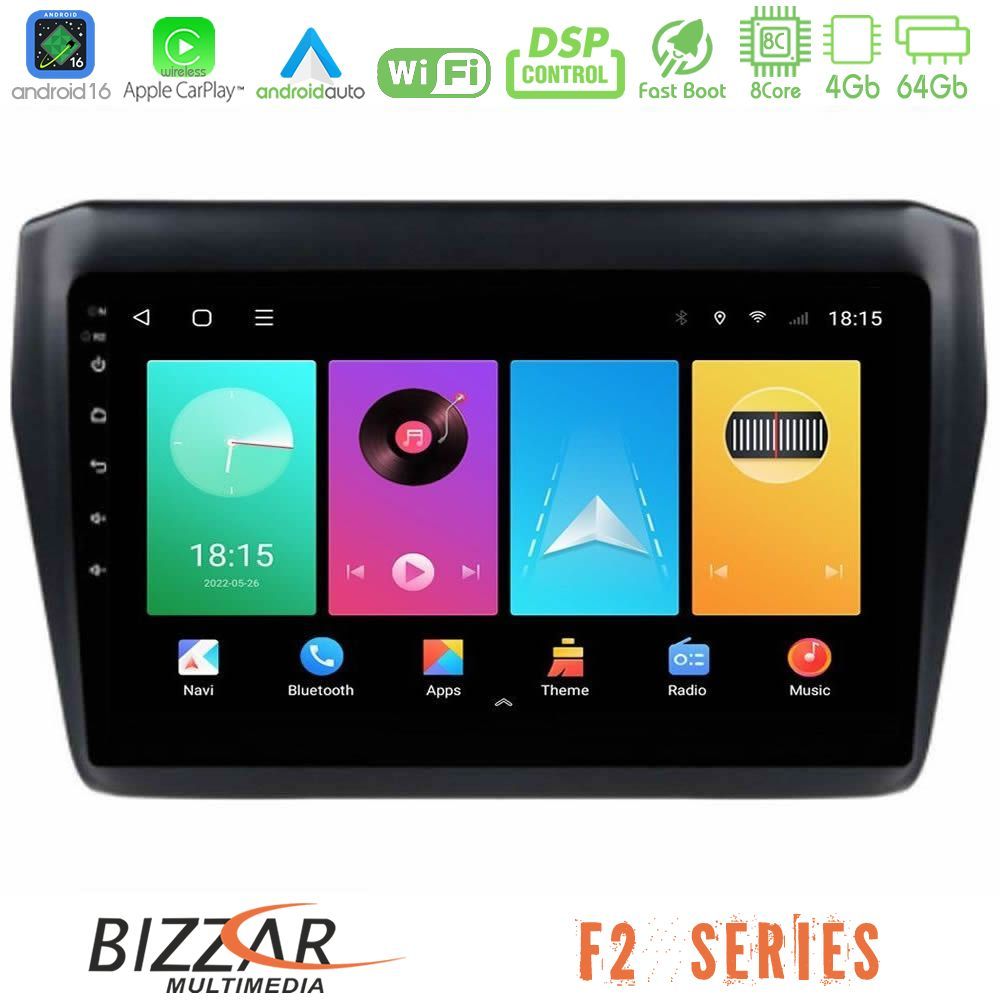 bizzar_f2_sz0522 Bizzar F2 Series 8Core Android16 4+64GB Suzuki Swift 2017-2023 Navigation Multimedia Tablet 9" - Image 1