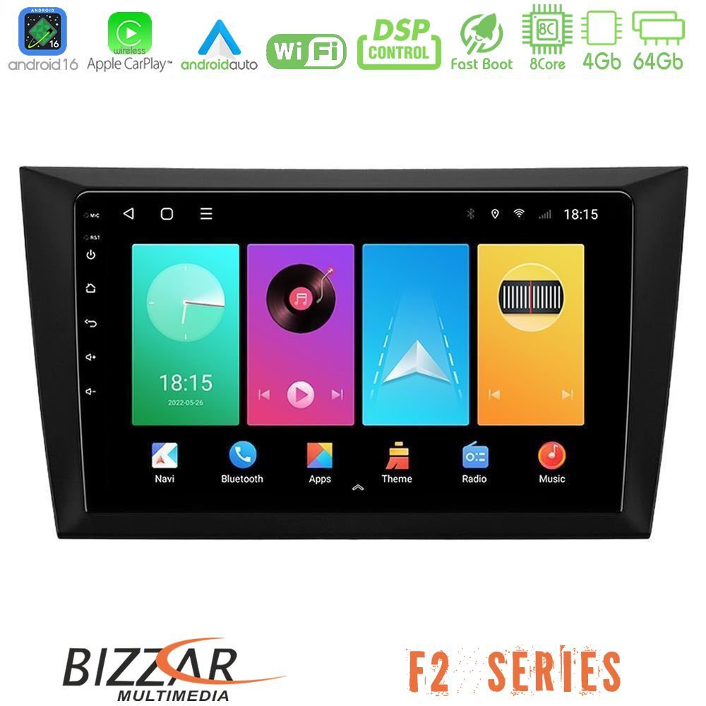 bizzar_f2_vw0999 Bizzar F2 Series 8Core Android16 4+64GB Vw Golf 6 Navigation Multimedia Tablet 9" - Image 1