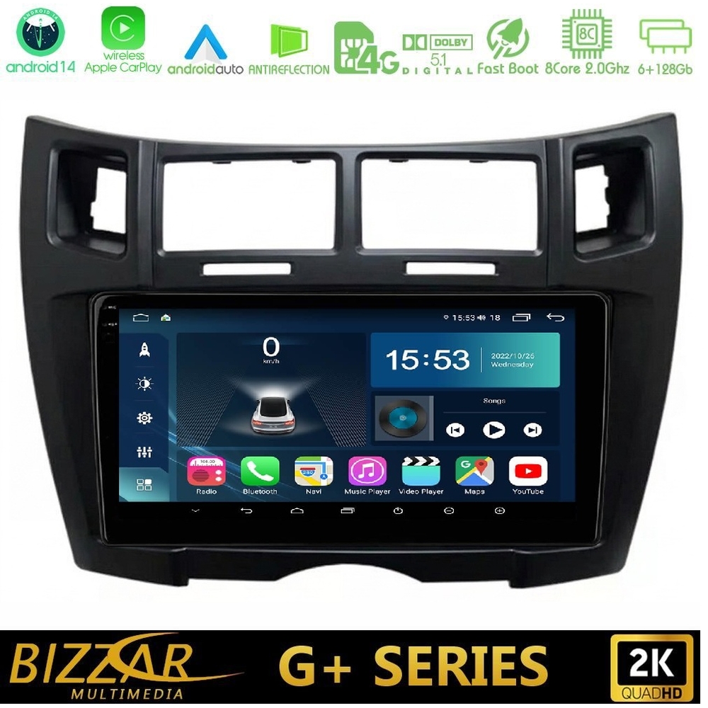 bizzar_g_ty2191bl Bizzar G+ Series Toyota Yaris 8core Android14 6+128GB Navigation Multimedia Tablet 9" (Μαύρο Χρώμα) - Image 1