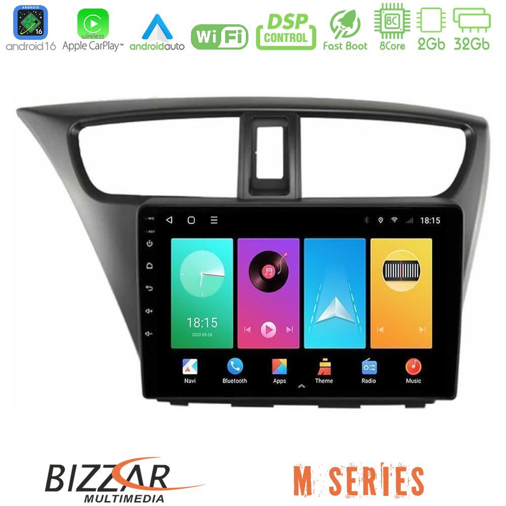 bizzar_m_hd0941 Bizzar M Series 8Core Android16 2+32GB Honda Civic Hatchback 2012-2015 Navigation Multimedia Tablet 9" - Image 1