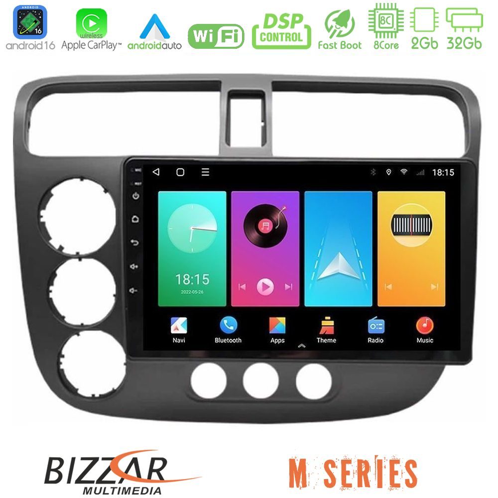 bizzar_m_hd174n Bizzar M Series 8Core Android16 2+32GB Honda Civic 2001-2005 Navigation Multimedia Tablet 9" - Image 1