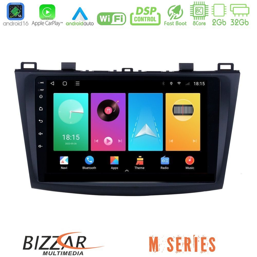 bizzar_m_mz0228 Bizzar M Series 8Core Android16 2+32GB Mazda 3 2009-2014 Navigation Multimedia Tablet 9" - Image 1