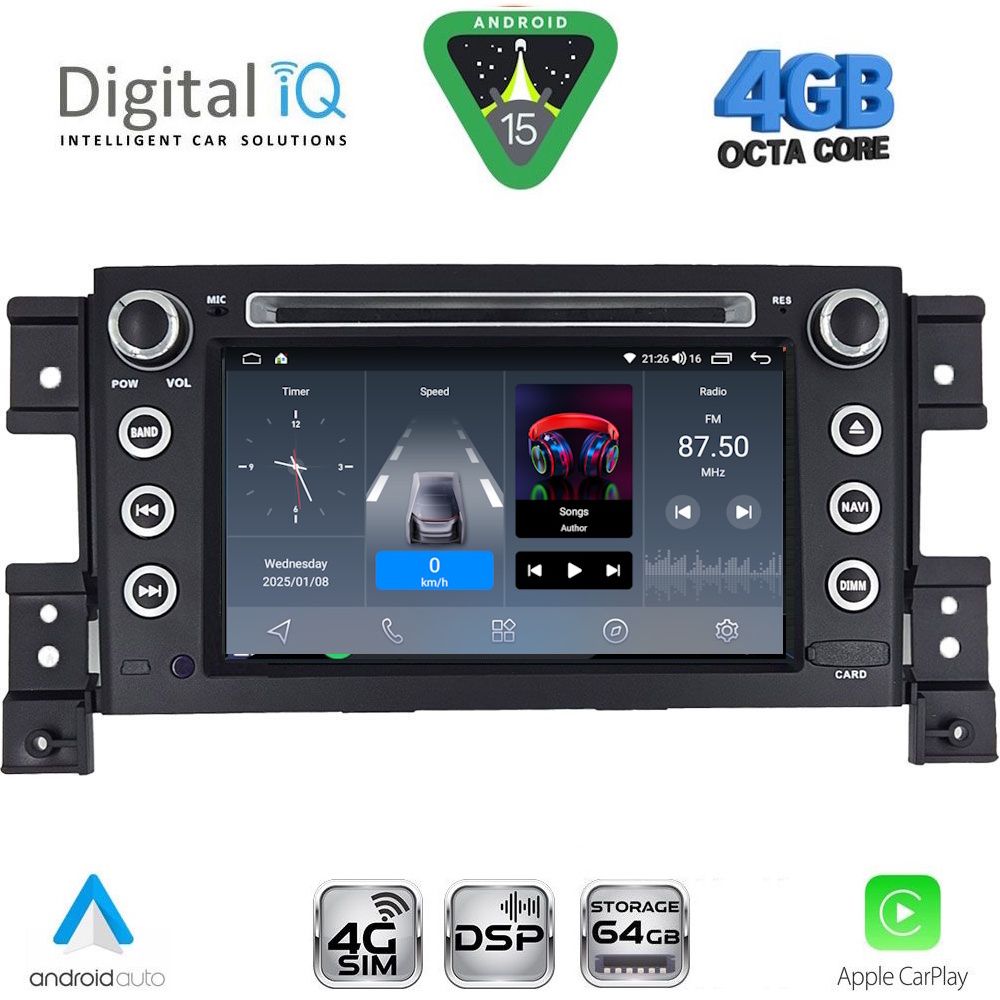 BLG454-15 DIGITAL IQ BLG 454_CPA (7" DECK) MULTIMEDIA SYSTEM for SUZUKI GRAND VITARA mod. 2005-2015 - Image 1