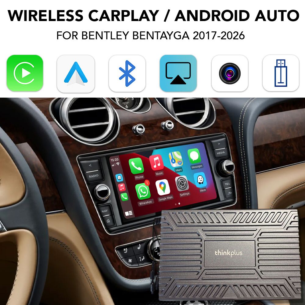 Carplay_interface_BENTLEY_BENTAYGA_9014F_01 LENOVO LTP BL 9014F CPAΑ (WIRELESS CARPLAY / ANDROID AUTO BOX with 2 CAMERA IN for BENTLEY BENTAYGA mod. 2017-2026) - Image 1