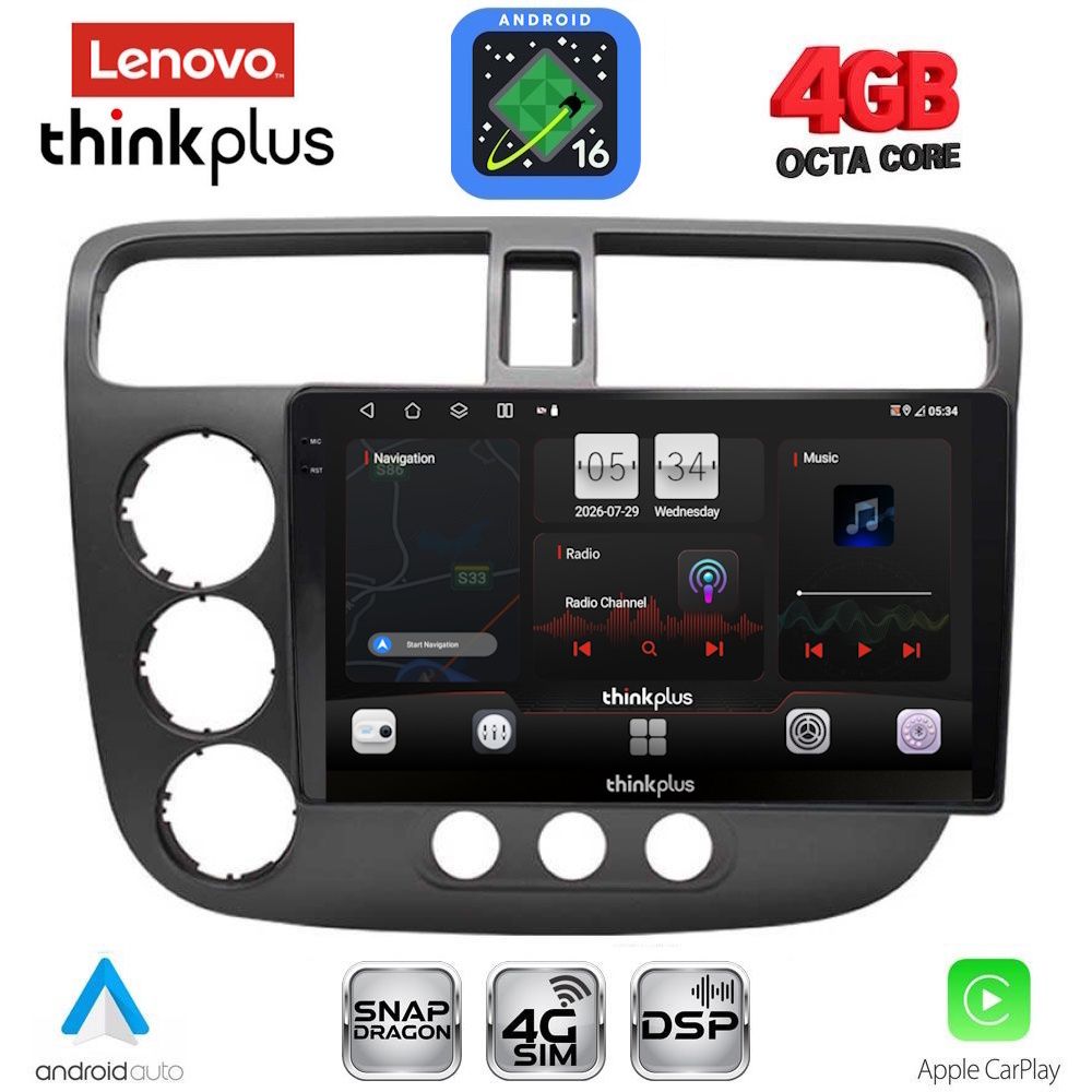 LTG7187_16 LENOVO LTG 7187_CPA (9inc) MULTIMEDIA TABLET for HONDA CIVIC 4D mod. 2001-2006 - Image 1