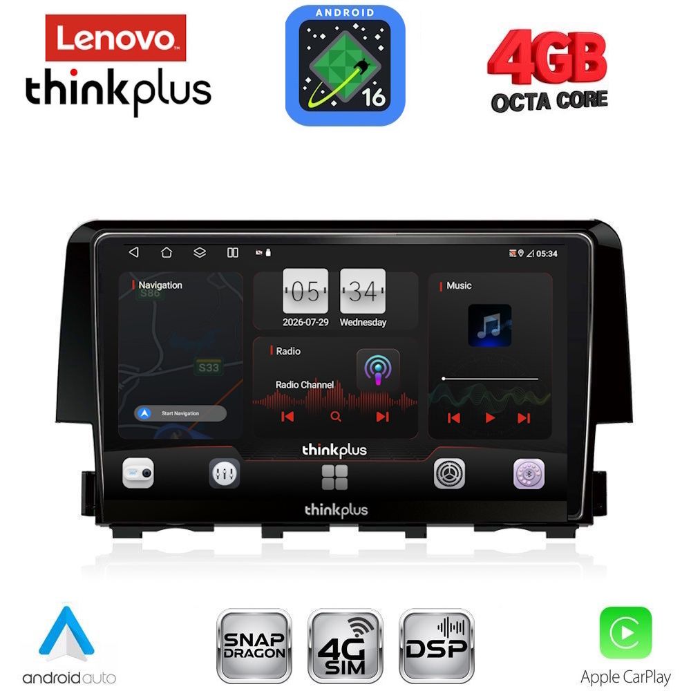 LTG7191_16 LENOVO LTG 7191_CPA (9inc) MULTIMEDIA TABLET for HONDA CIVIC mod. 2016-2021 - Image 1