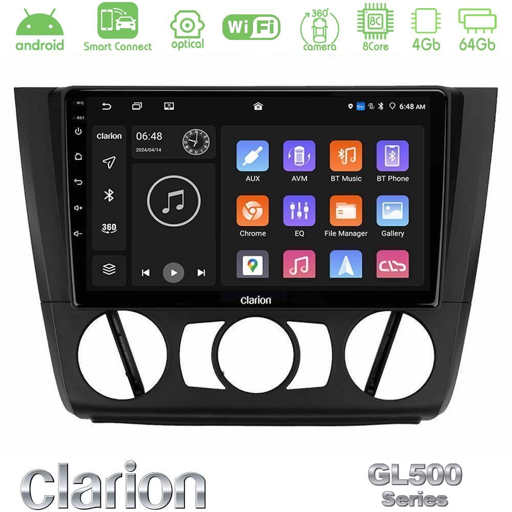clarion_gl5_bm1011 Clarion GL500 Series 8Core Android ClarionOS 4+64GB BMW 1Series E81/E82/E87/E88 (MANUAL A/C) Navigation Multimedia Tablet 9" - Image 1