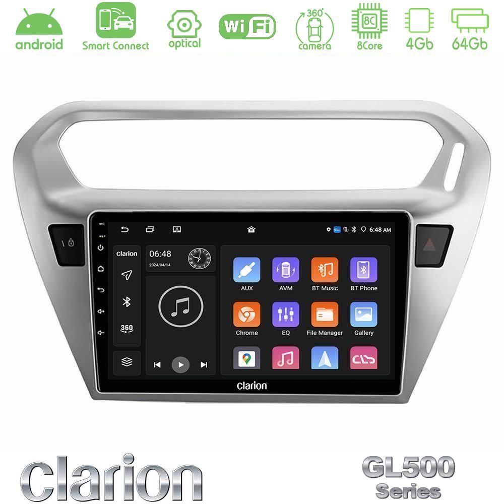 clarion_gl5_ct0070 Clarion GL500 Series 8Core Android ClarionOS 4+64GB Citroën C-Elysée / Peugeot 301 Navigation Multimedia Tablet 9" - Image 1