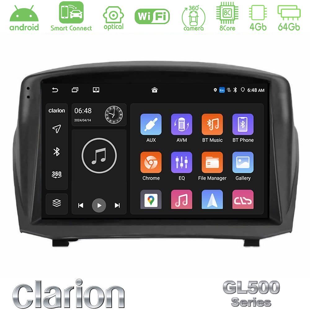 clarion_gl5_fd1451 Clarion GL500 Series 8Core Android ClarionOS 4+64GB Ford Fiesta 2008-2012 Navigation Multimedia Tablet 9" (Oem Style) - Image 1