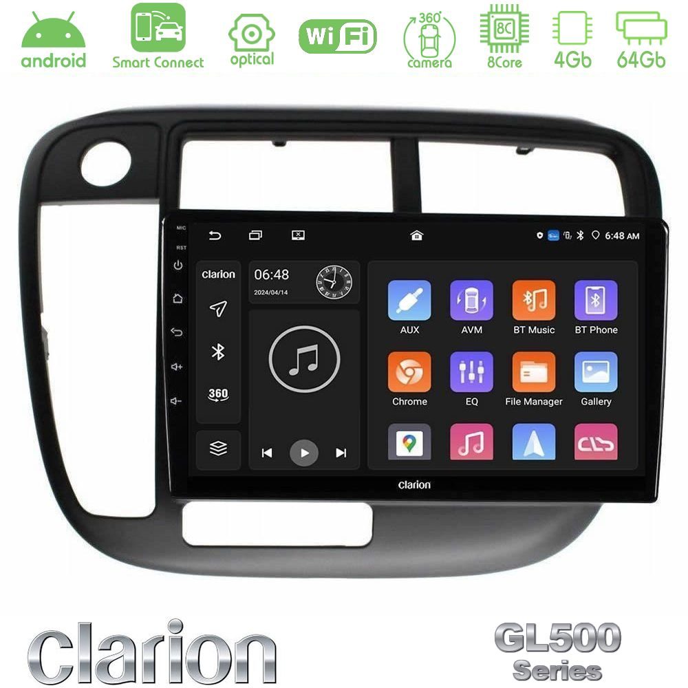 clarion_gl5_hd1113 Clarion GL500 Series 8Core Android ClarionOS 4+64GB Honda Civic 1995-2001 Navigation Multimedia Tablet 9" - Image 1