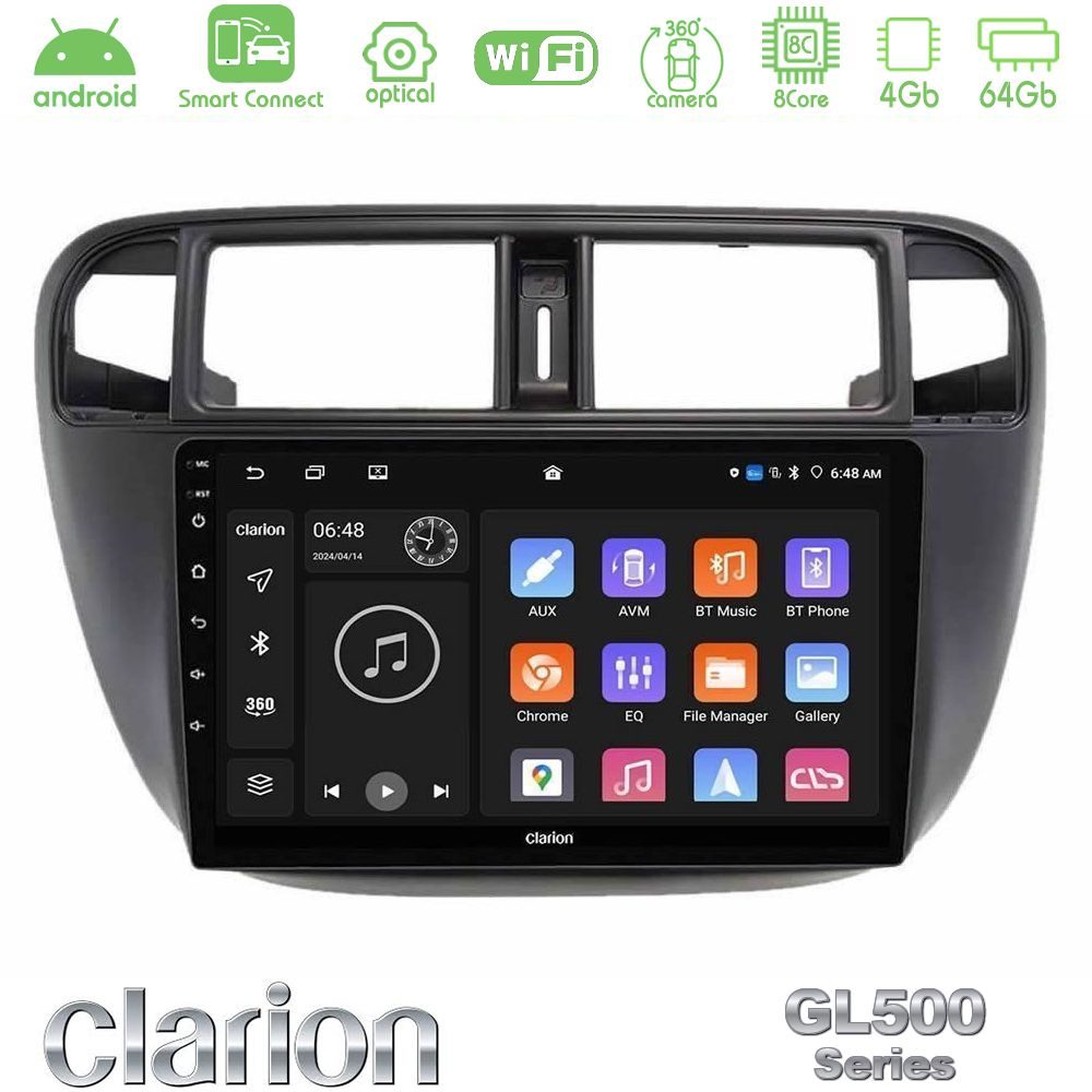clarion_gl5_hd2124 Clarion GL500 Series 8Core Android ClarionOS 4+64GB Honda Civic 1995-2001 Navigation Multimedia Tablet 9" - Image 1