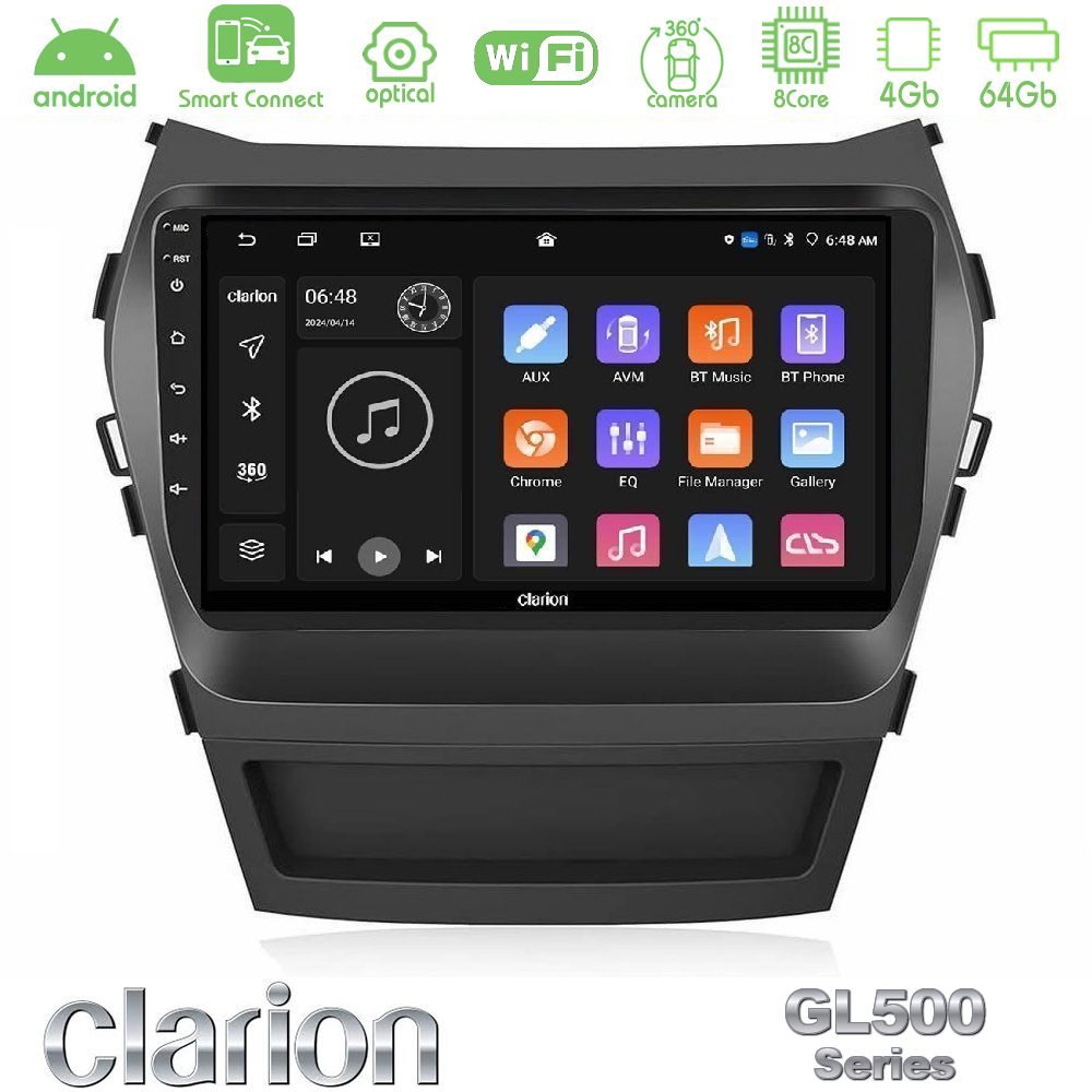 clarion_gl5_hy0166 Clarion GL500 Series 8Core Android ClarionOS 4+64GB Hyundai iX45 2012-2017 Navigation Multimedia Tablet 9" - Image 1