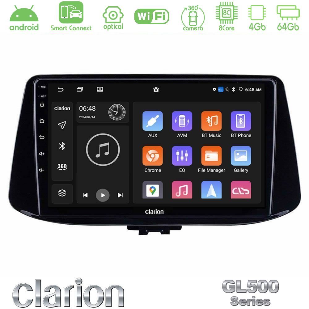 clarion_gl5_hy0890 Clarion GL500 Series 8Core Android ClarionOS 4+64GB Hyundai i30 Navigation Multimedia Tablet 9" - Image 1