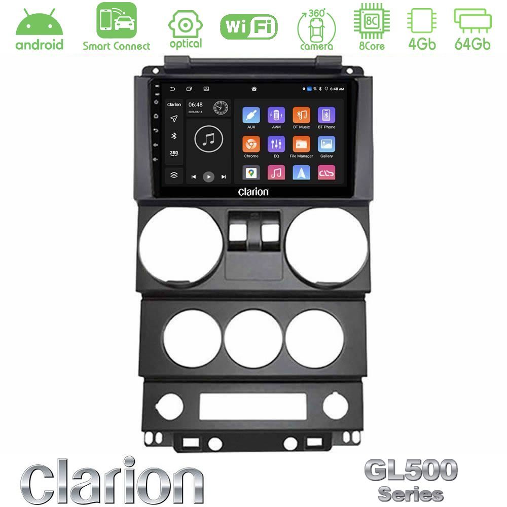 clarion_gl5_jp022n Clarion GL500 Series 8Core Android ClarionOS 4+64GB Jeep Wrangler 2Door 2008-2010 Navigation Multimedia Tablet 9" - Image 1
