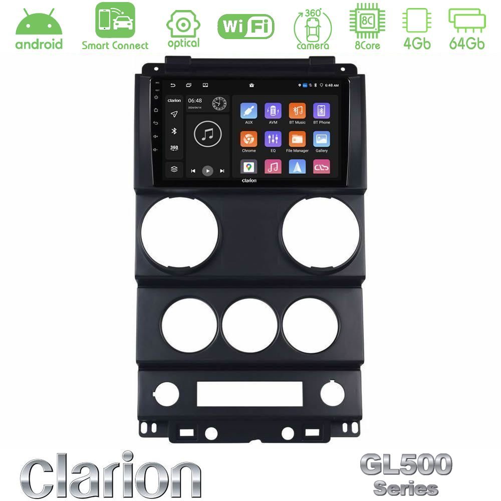 clarion_gl5_jp1037 Clarion GL500 Series 8Core Android ClarionOS 4+64GB Jeep Wrangler 2Door 2008-2010 Navigation Multimedia Tablet 9" - Image 1