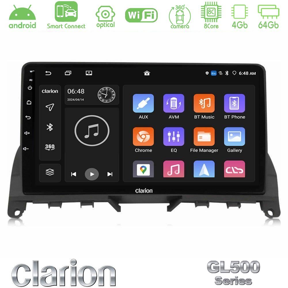 clarion_gl5_mb0842 Clarion GL500 Series 8Core Android ClarionOS 4+64GB Mercedes C Class W204 Navigation Multimedia Tablet 9" - Image 1
