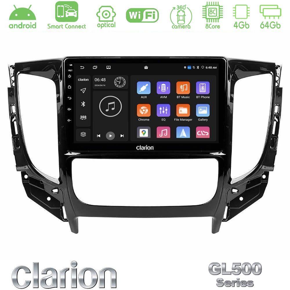 clarion_gl5_mt0719 Clarion GL500 Series 8Core Android ClarionOS 4+64GB Mitsubishi L200 2016-> amp; Fiat Fullback (Auto A/C) Navigation Multimedia Tablet 9" - Image 1