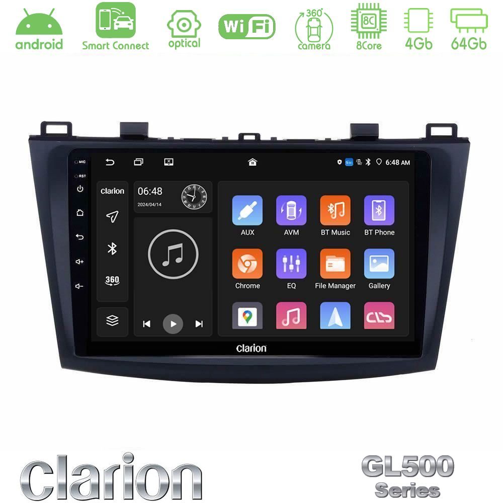 clarion_gl5_mz0228 Clarion GL500 Series 8Core Android ClarionOS 4+64GB Mazda 3 2009-2014 Navigation Multimedia Tablet 9" - Image 1